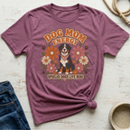 Bernese Mountain Dog graphic t-shirt with "Dog Mom Energy Spoiled Dogs Live Here" text.