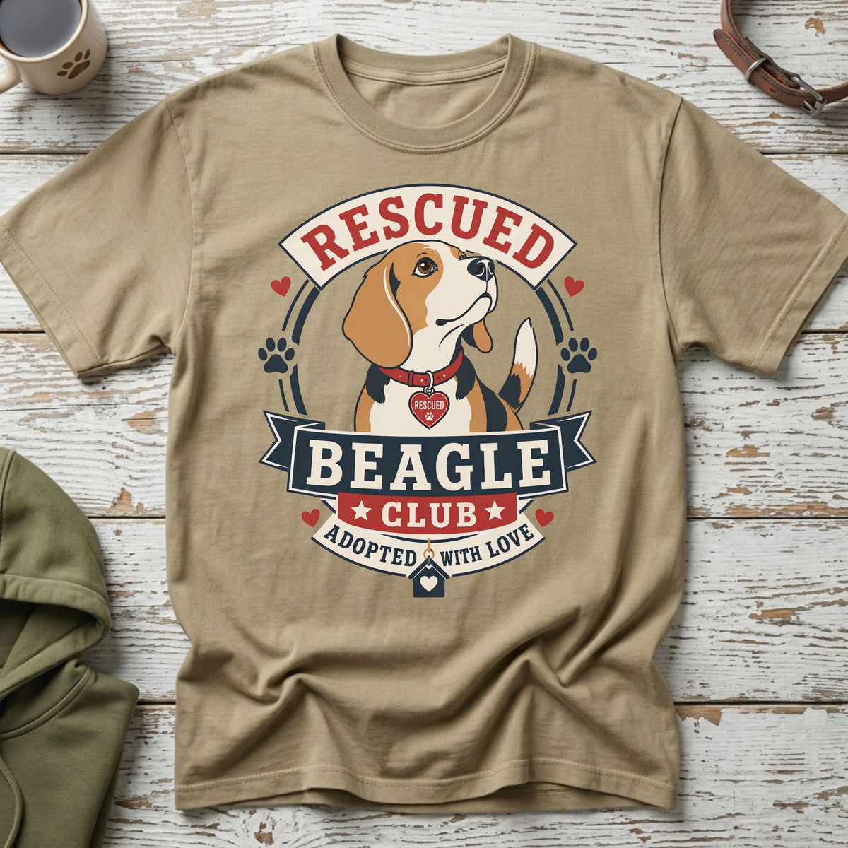 Beagle Club graphic with text "Rescued" and "Adopted With Love."