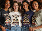 Four women smile, each wearing a shirt with a Corgi illustration and text.