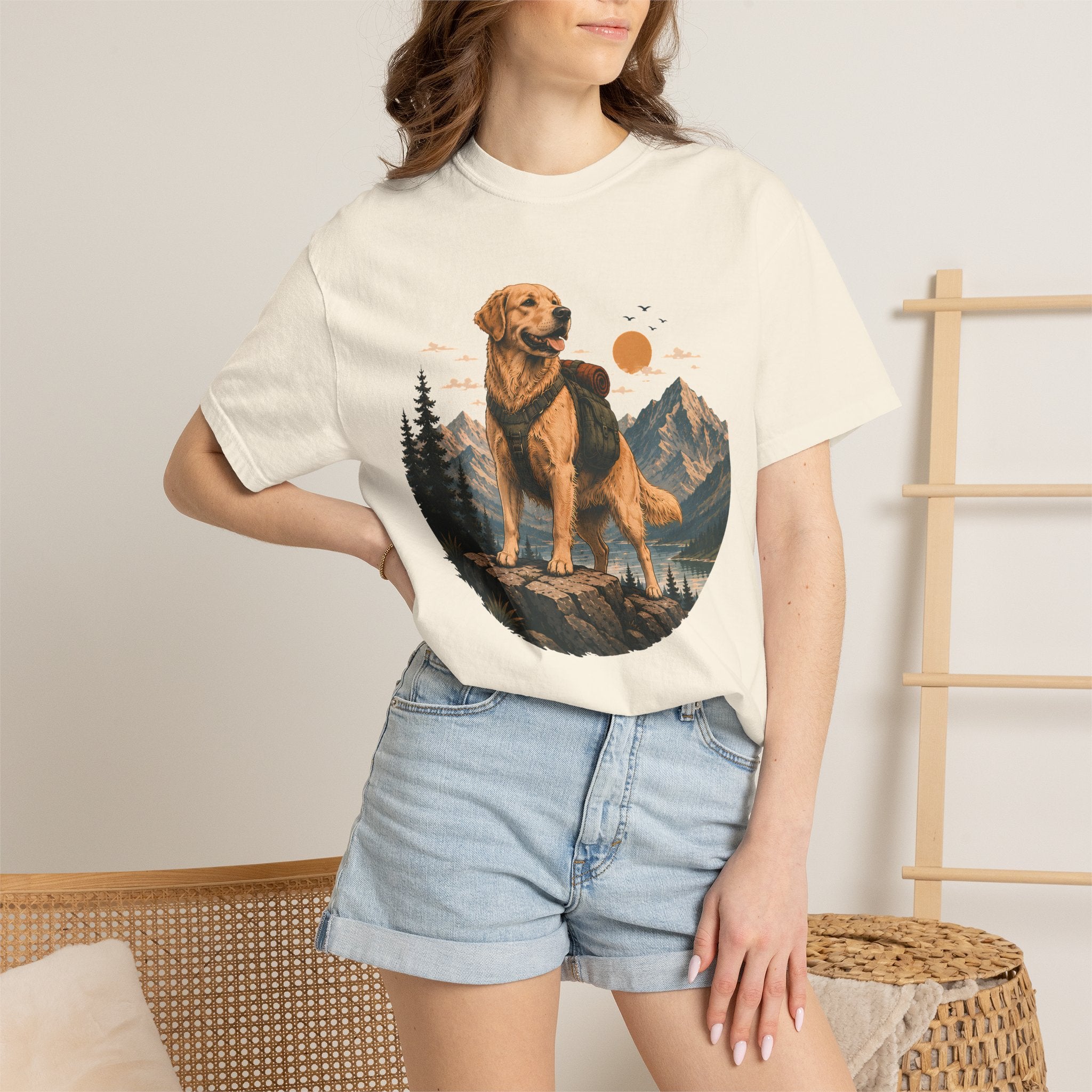 Golden Retriever Mountain Adventure T-Shirt