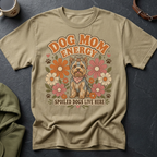 T-shirt with retro "Dog Mom Energy" design featuring a Yorkshire Terrier and flowers.