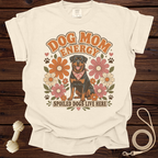Cream t-shirt with "Dog Mom Energy" and a Rottweiler graphic.