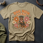 Rottweiler dog graphic tee with "Dog Mom Energy" and "Spoiled Dogs Live Here" text.