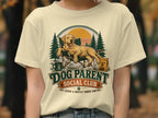 Dog parent social club graphic with a dog lounging in a chair.
