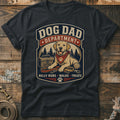 Dog Dad Department design with a Labrador, leash, treat box, and tennis ball.