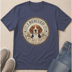 T-shirt with a beagle dog graphic reading "I rescued my best friend."