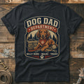 Dog Dad Department graphic with a dachshund, leash, tennis ball, and toolbox.
