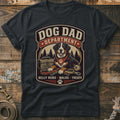 Dog Dad Department text with Bernese Mountain Dog, leash, ball, and toolbox.