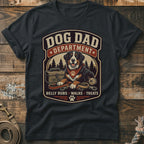Dog Dad Department text with Bernese Mountain Dog, leash, ball, and toolbox.