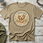 T-shirt with a Golden Retriever graphic and text "I Rescued My Best Friend".