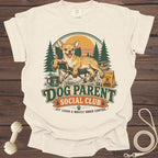 T-shirt with chihuahua on camping chair, text "Dog Parent Social Club".