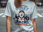 Rescued Husky Pack t-shirt with a husky dog graphic and text.