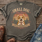 T-shirt with a smiling corgi and text "SMALL DOG Big Heart HUGE PERSONALITY. Corgi Life".