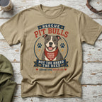T-shirt with graphic of pit bull wearing bandana, "Rescue Pit Bulls" and "Choose Love. Save a Life."