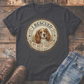 Dark grey t-shirt with "I Rescued My Best Friend" text and dog portrait graphic.