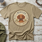 T-shirt with a dachshund graphic and text "I RESCUED MY BEST FRIEND".