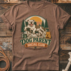 Pit bull relaxing in a chair with "Dog Parent Social Club" text.