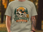 Beagle on camp chair with "Dog Parent Social Club" text and outdoor graphics.