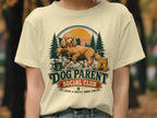 Cream t-shirt with "Dog Parent Social Club" graphic featuring a poodle on a chair.
