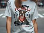 T-shirt with Pitbull graphic, "Rescue Pit Bulls," and "Not the Breed, The Deed" text.