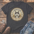 Dark t-shirt with a husky graphic that reads "I Rescued My Best Friend".
