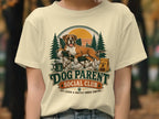 Boxer dog relaxing in camp chair with text "Dog Parent Social Club".