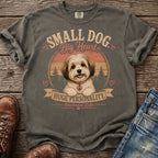 T-shirt with Havanese dog graphic and text "Small Dog Big Heart Huge Personality".