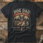 French Bulldog design with "Dog Dad Department" text and dog accessories.