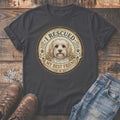 Dark t-shirt with dog graphic reading "I rescued my best friend".