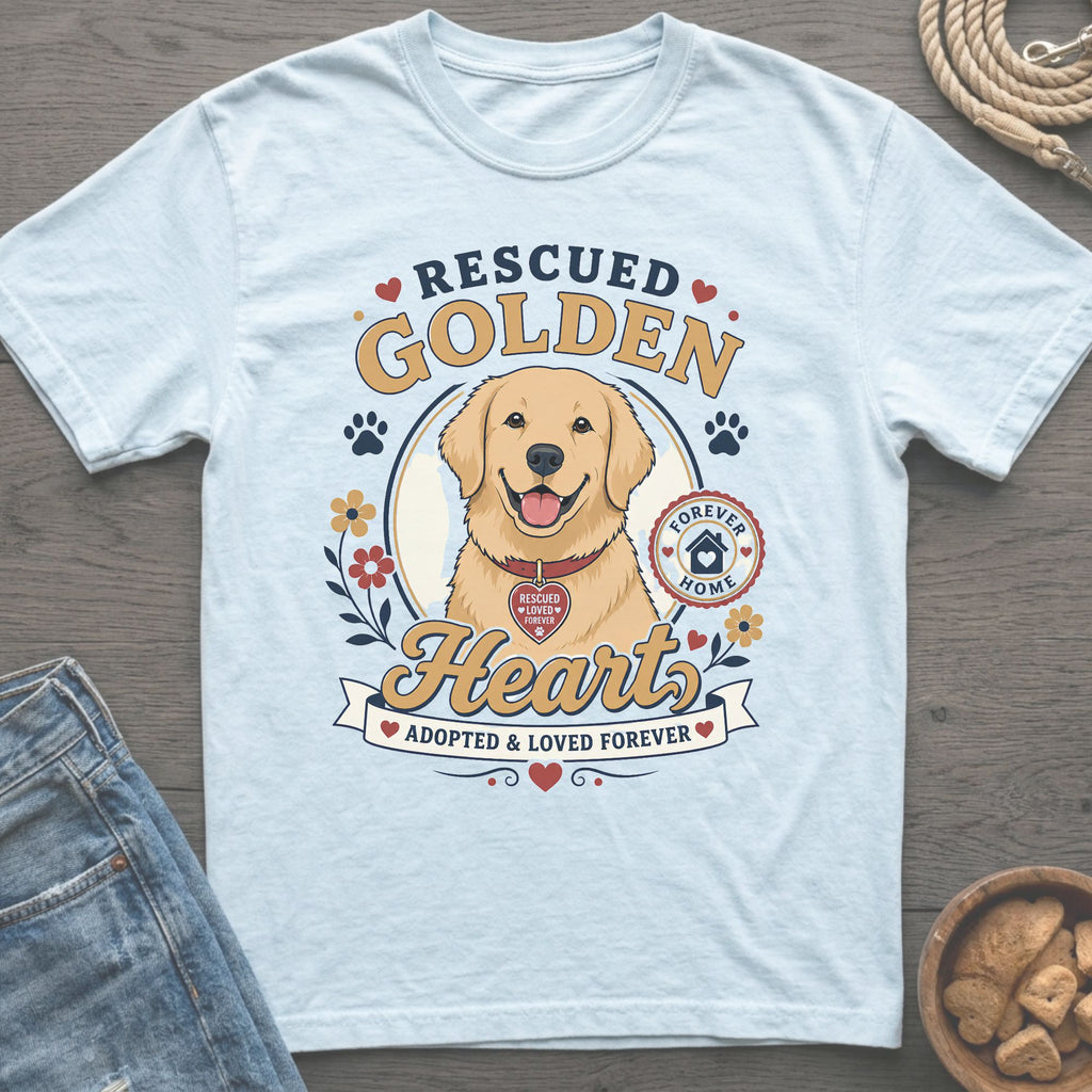 Rescued Golden Hearts adopted & loved forever t-shirt design.