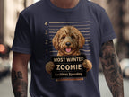 Dog mugshot with "Most Wanted Zoomie" and "Reckless Speeding" text.