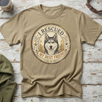 T-shirt with a husky graphic and the text "I Rescued My Best Friend".