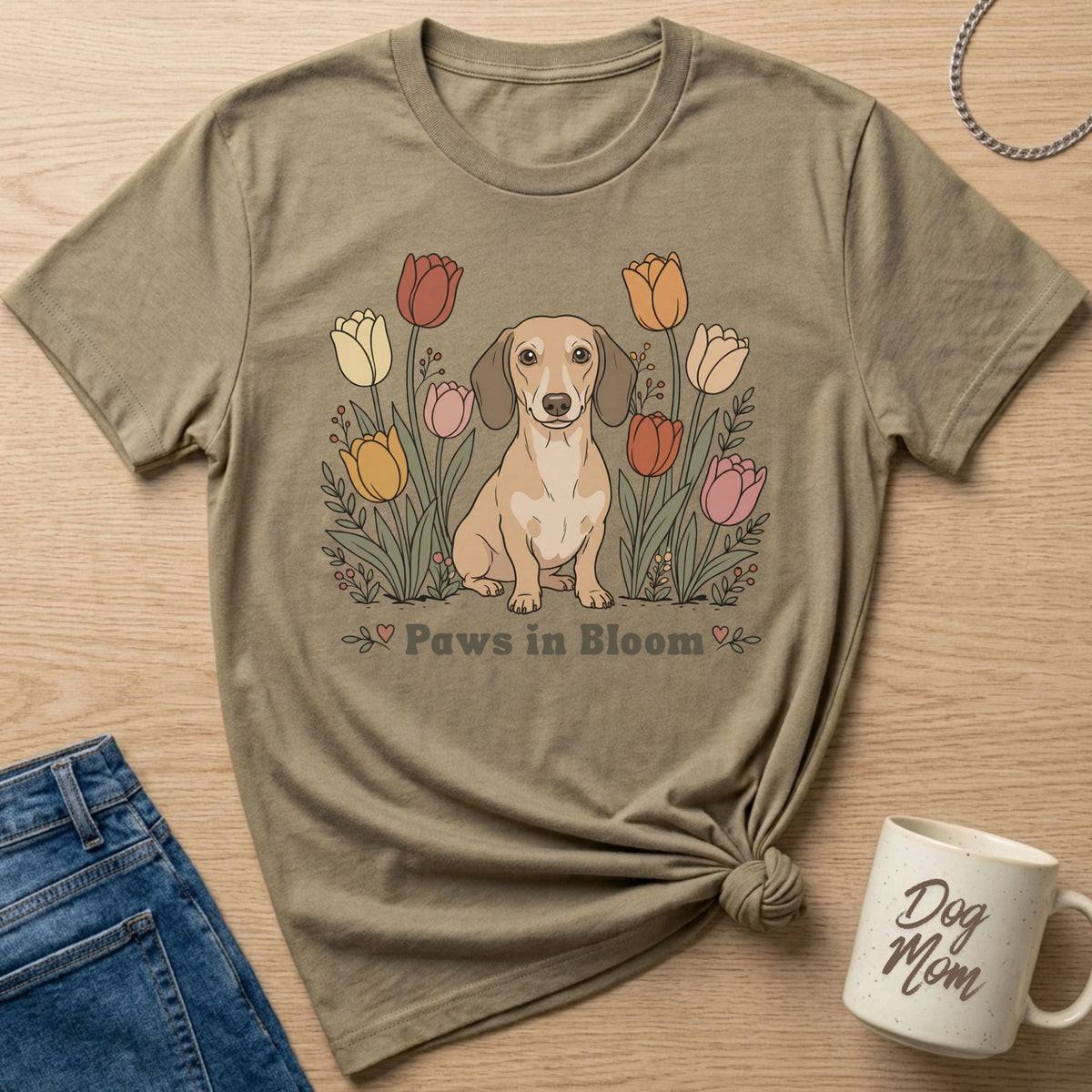 Dachshund Tulip Floral T-Shirt