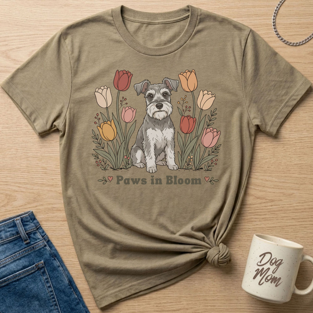 Schnauzer Tulip Floral T-Shirt