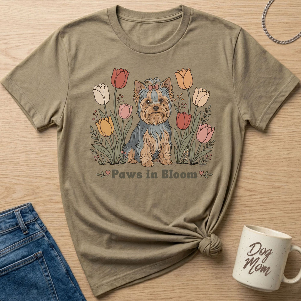Yorkie Tulip Floral T-Shirt