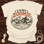 Camp Zoomie Bigfoot and dog chase graphic with text "Unexplained Speed Since 1987".