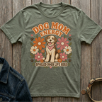 Green t-shirt with "Dog Mom Energy" and "Spoiled Dogs Live Here" text and a dog.