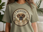T-shirt with a Great Dane illustration and text "I RESCUED MY BEST FRIEND".