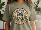 T-shirt with husky portrait and text "I RESCUED MY BEST FRIEND".