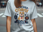 Rescued Corgi Club design with a corgi graphic and text.