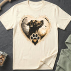 Cream t-shirt with heart-shaped dog graphic featuring paw print.
