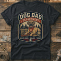 Dog Dad Department design with a dog, leash, ball, and toolbox.