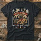 Dog Dad Department design with a dog, leash, ball, and toolbox.
