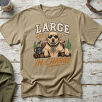 Labrador wearing sunglasses with "Large and In Charge" text.