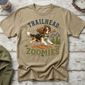 T-shirt with dog running with stick and text "TRAILHEAD ZOOMIES"