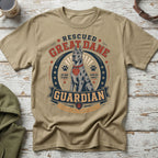 Tan t-shirt with rescued Great Dane graphic: "Rescued Great Dane Guardian".