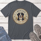 T-shirt with Bernese Mountain Dog graphic and "I Rescued My Best Friend" text.