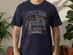 Navy t-shirt with text "I WORK HARD SO MY DOG CAN IGNORE ME IN COMFORT CLUB ZOOMIE".