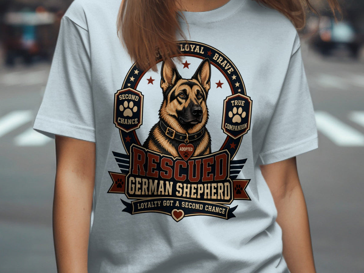 Rescued German Shepherd graphic with text "Loyalty Got a Second Chance".