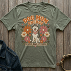 Husky dog surrounded by retro flowers and text that reads "Dog Mom Energy Spoiled Dogs Live Here".